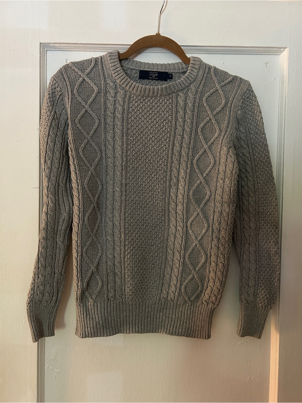 J. Crew Men’s Cable Knit Crewneck Sweater - Gray